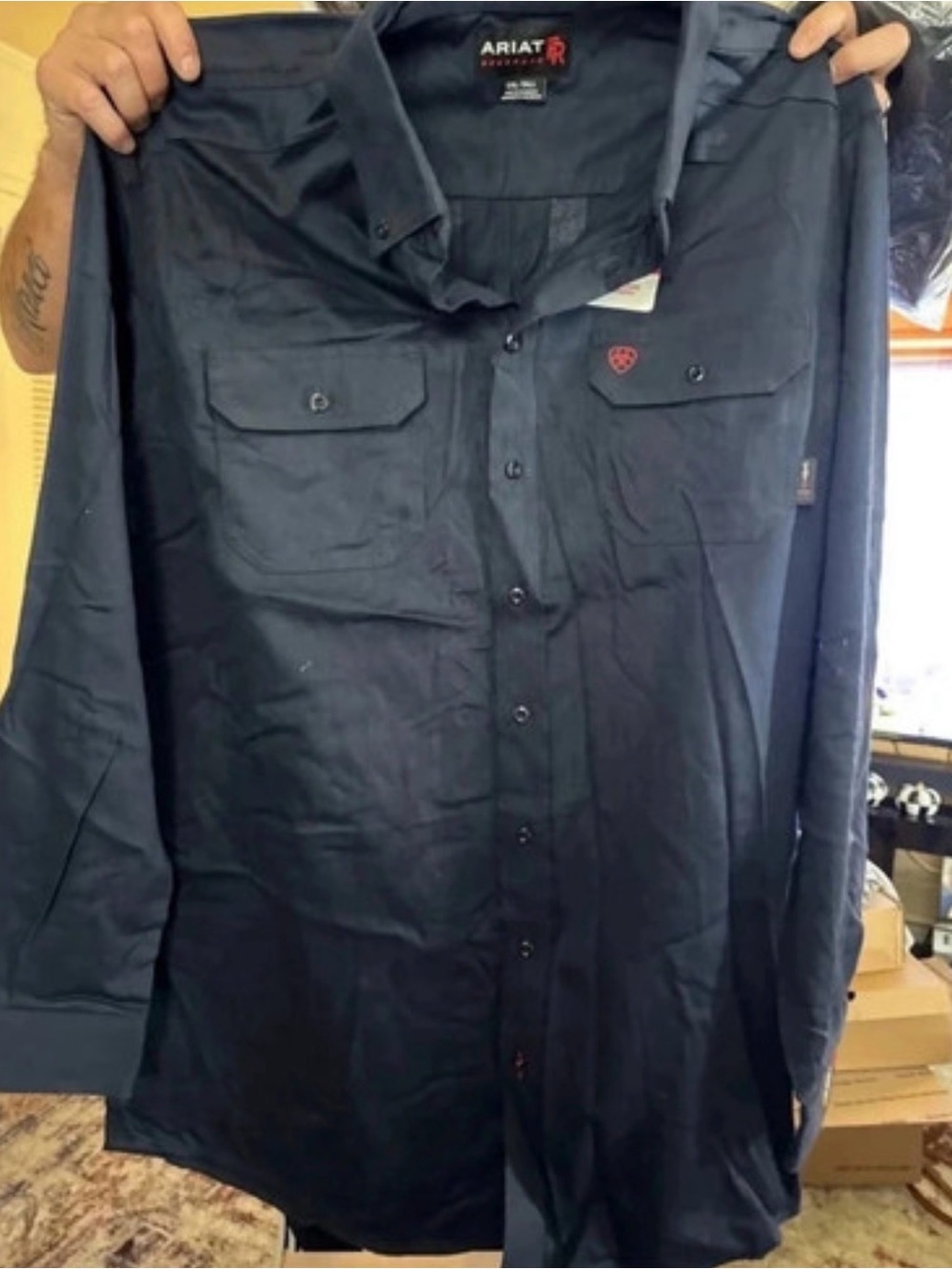 Ariat Men's Long Sleeve Shirt Jacket in Navy Black